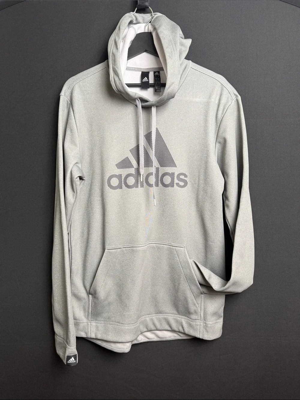 adidas Light Gray Pullover Hoodie with Logo